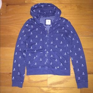 Aerie blue hooded zip up sweatshirt size M